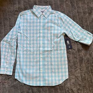 Izod Mint and Pink Plaid Long-Sleeve Button-Down Shirt Boys 10/12
